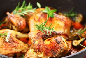 Grilled chicken on vegetables